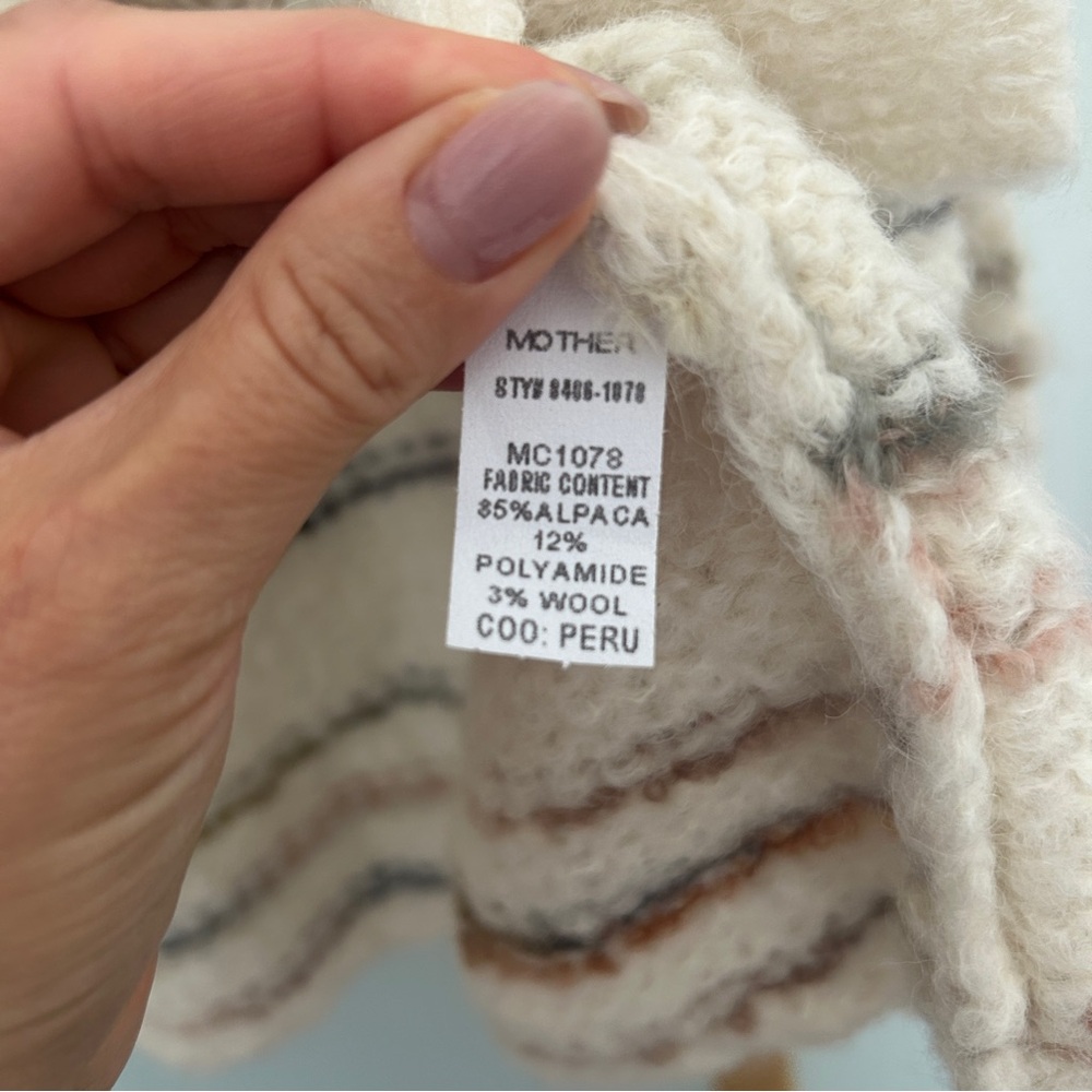 MOTHER The Drop short sleeve hip cardigan in between takes Alpaca Small/Medium - Picture 8 of 9